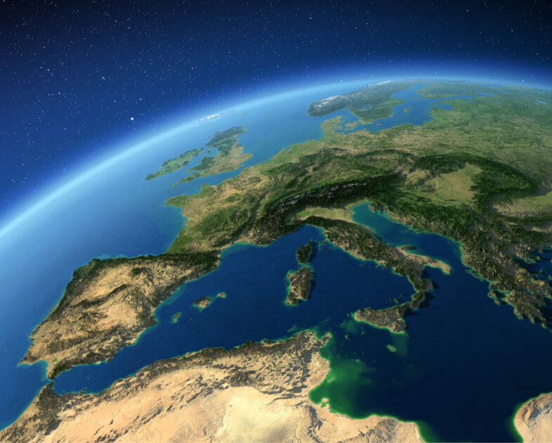 Aerial photo of Europe.